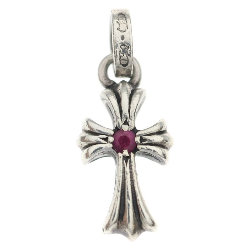 Chrome Hearts Crs Bbyfat P Rby Baby Fat Cross 1 Ruby Pendant Top Silver