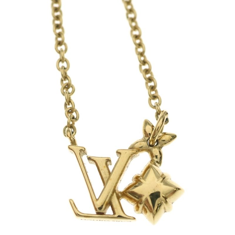 Louis Vuitton Collier Lou Glam LV Logo Necklace Gold