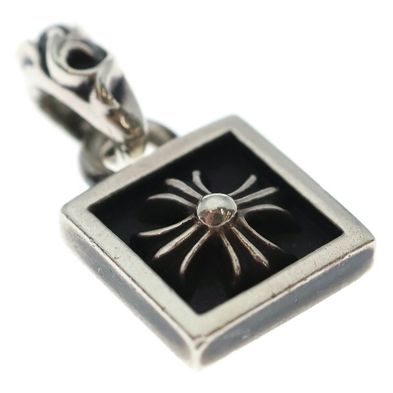 Chrome Hearts Framed CH Plus Charm Silver Necklace Top