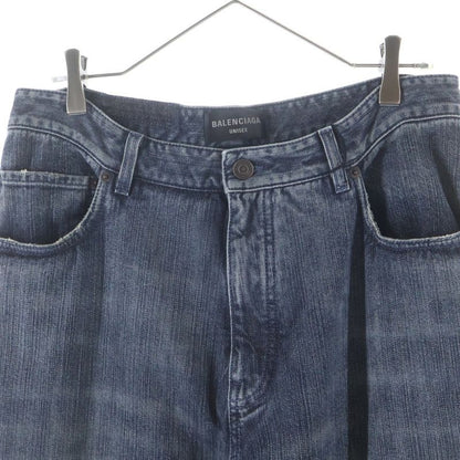 Balenciaga Double Front Wide Leg Jeans Denim Pants Indigo