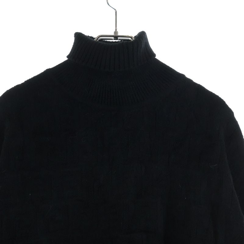 Fendi Zucca Pattern Turtleneck Knit Sweater Black