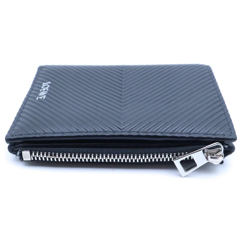 Loewe Slim Compact Wallet Bifold Coin Case Black Texture Classic