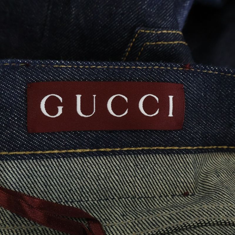 Gucci Enamel Patch Straight Denim Pants Blue