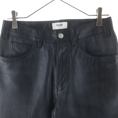 Celine Panel Full Grain Lambskin Leather Pants Black
