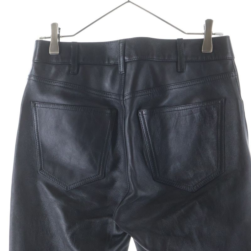 Celine Panel Full Grain Lambskin Leather Pants Black