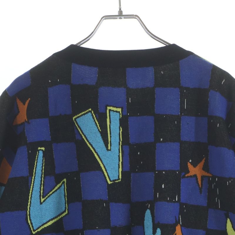 Louis Vuitton Animal Pattern Jacquard Crew Neck Long Sleeve Pullover Sweater Yellowblack