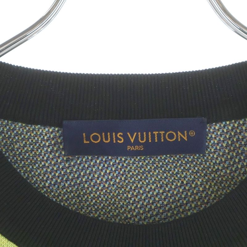 Louis Vuitton Animal Pattern Jacquard Crew Neck Long Sleeve Pullover Sweater Yellowblack