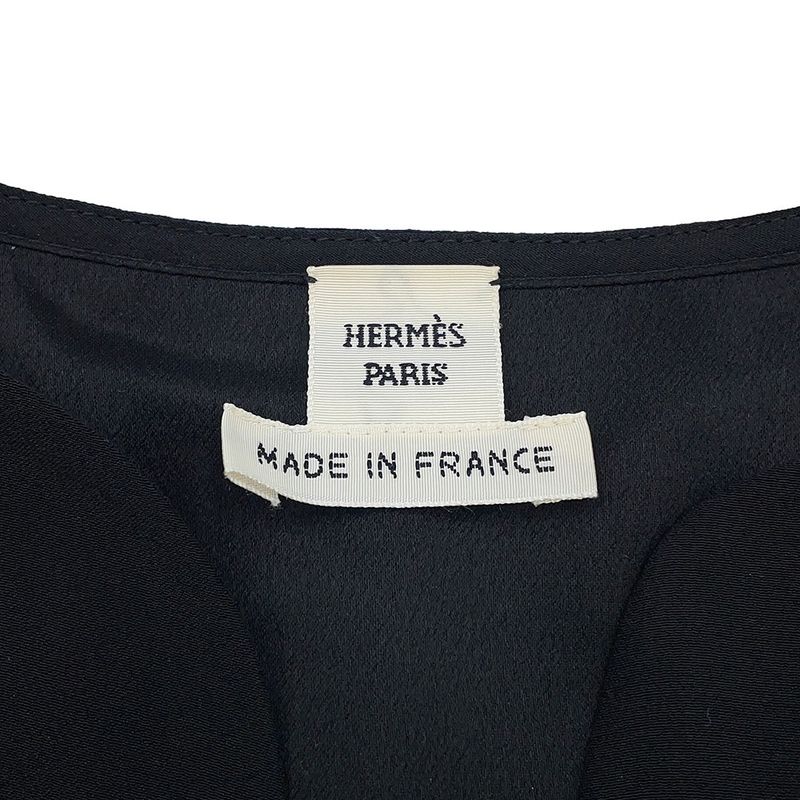 Hermes Dress Embroidery Long Silk 34 Black