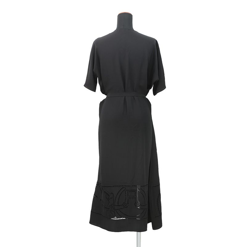Hermes Dress Embroidery Long Silk 34 Black