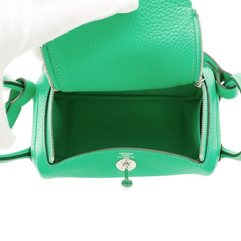 Hermes Lindy Mini Veil Comic Silver Taurillon Clemence 2-Way