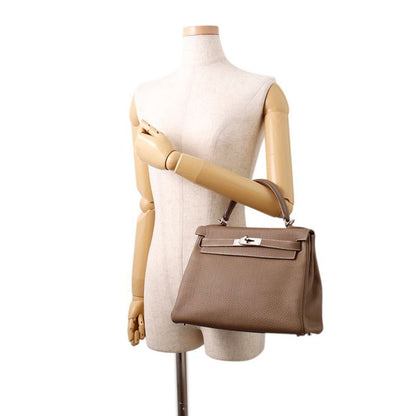 Hermes Handbag Kelly 28 Inner Stitch Etoupe Silver Togo