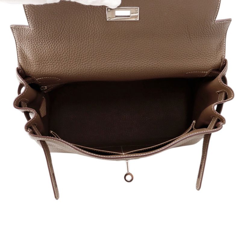 Hermes Handbag Kelly 28 Inner Stitch Etoupe Silver Togo