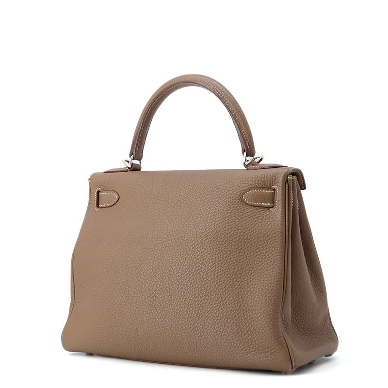 Hermes Handbag Kelly 28 Inner Stitch Etoupe Silver Togo