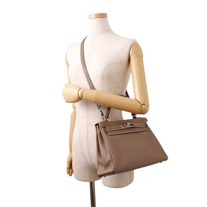 Hermes Handbag Kelly 28 Inner Stitch Etoupe Silver Togo