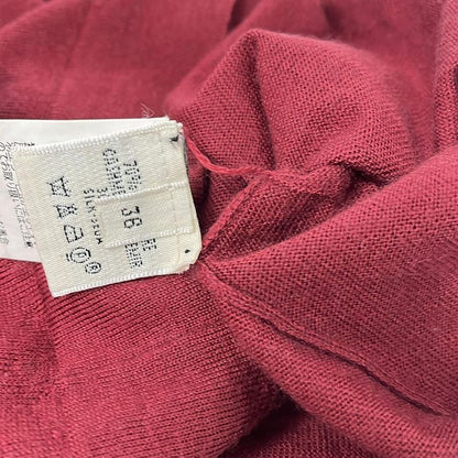 Hermes Long Sleeve Sweater 36 S Gold Cashmere Silk Bordeaux