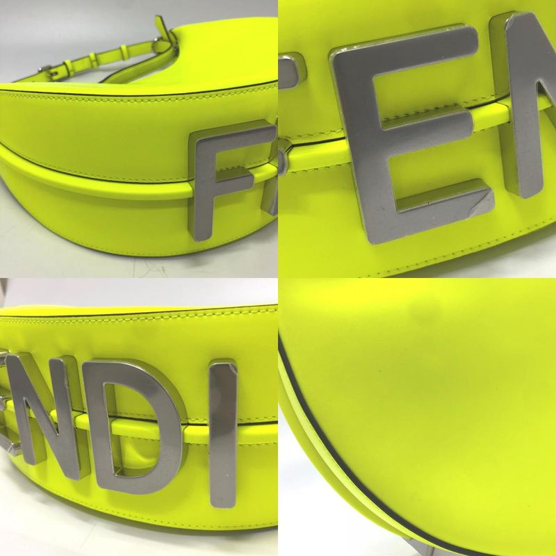 Fendi Shoulder Bag Graffiti Leather Yellow