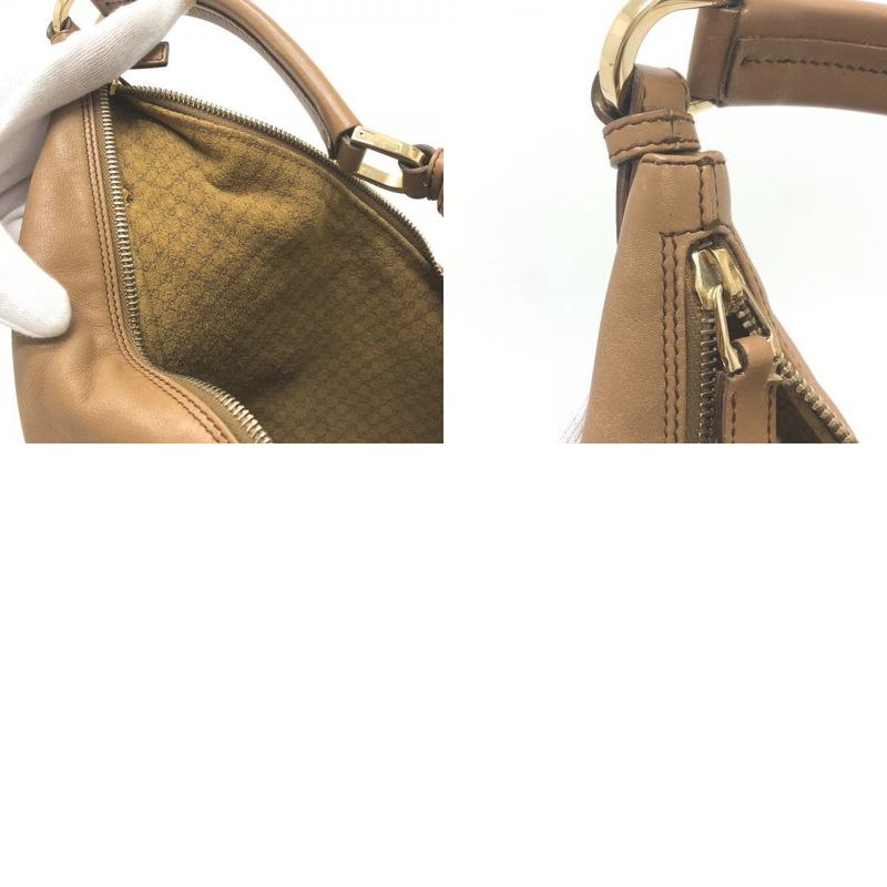 Gucci Shoulder Bag Logo Leather Brown