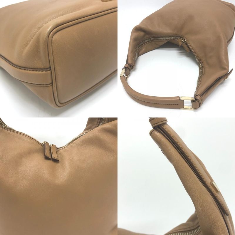 Gucci Shoulder Bag Logo Leather Brown