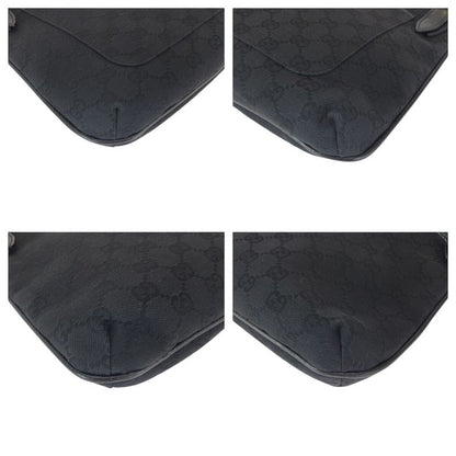 Gucci Black Gold GG Canvas Leather Shoulder Bag Pochette