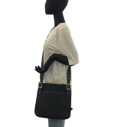 Gucci Black Gold GG Canvas Leather Shoulder Bag Pochette