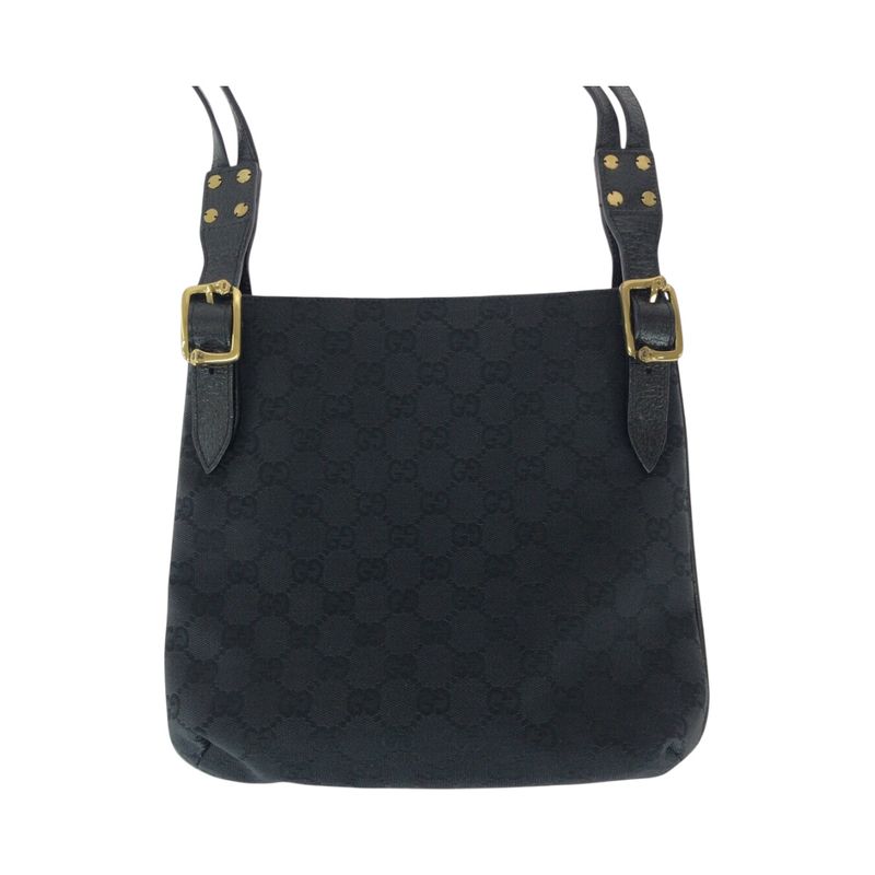 Gucci Black Gold GG Canvas Leather Shoulder Bag Pochette
