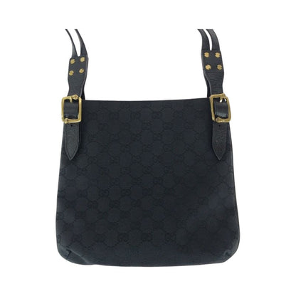 Gucci Black Gold GG Canvas Leather Shoulder Bag Pochette