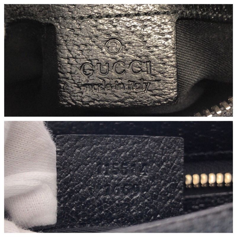 Gucci Black Gold GG Canvas Leather Shoulder Bag Pochette