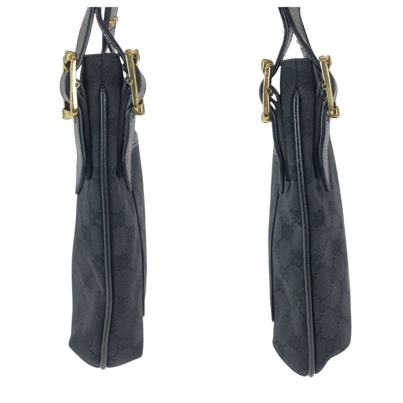 Gucci Black Gold GG Canvas Leather Shoulder Bag Pochette