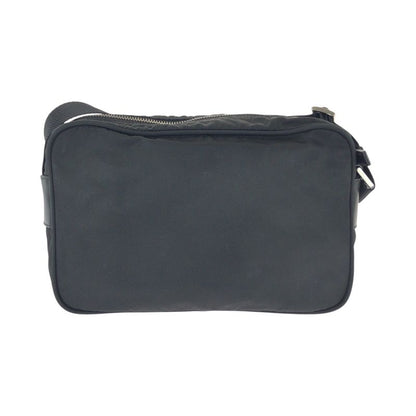 Prada Tessuto Black Silver Nylon Leather Shoulder Bag