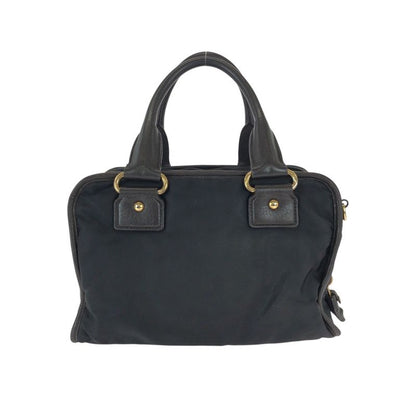 Prada Black Gold Nylon Leather Handbag