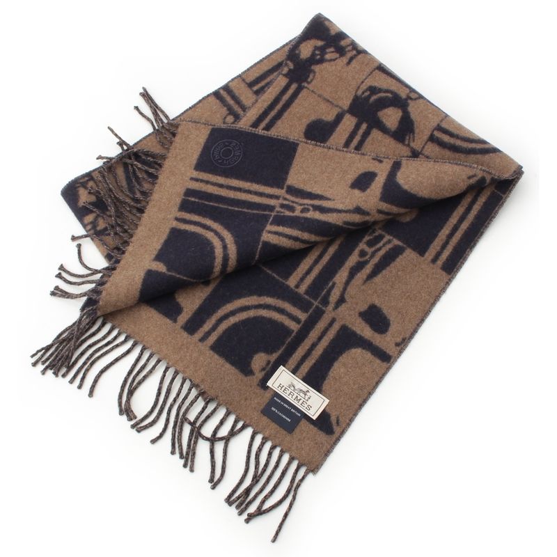 Hermes Cashmere Brides de Gala Order Scarf Brown Black