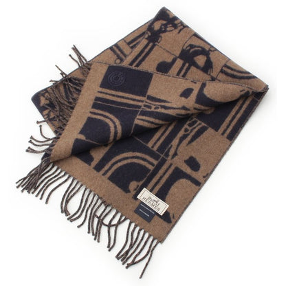 Hermes Cashmere Brides de Gala Order Scarf Brown Black