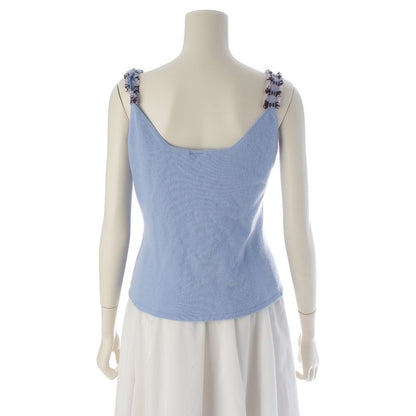 Chanel Cashmere CC Logo Knit Tank Top Blue 42