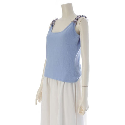 Chanel Cashmere CC Logo Knit Tank Top Blue 42