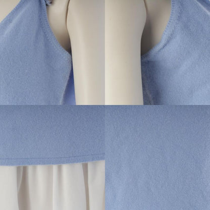 Chanel Cashmere CC Logo Knit Tank Top Blue 42