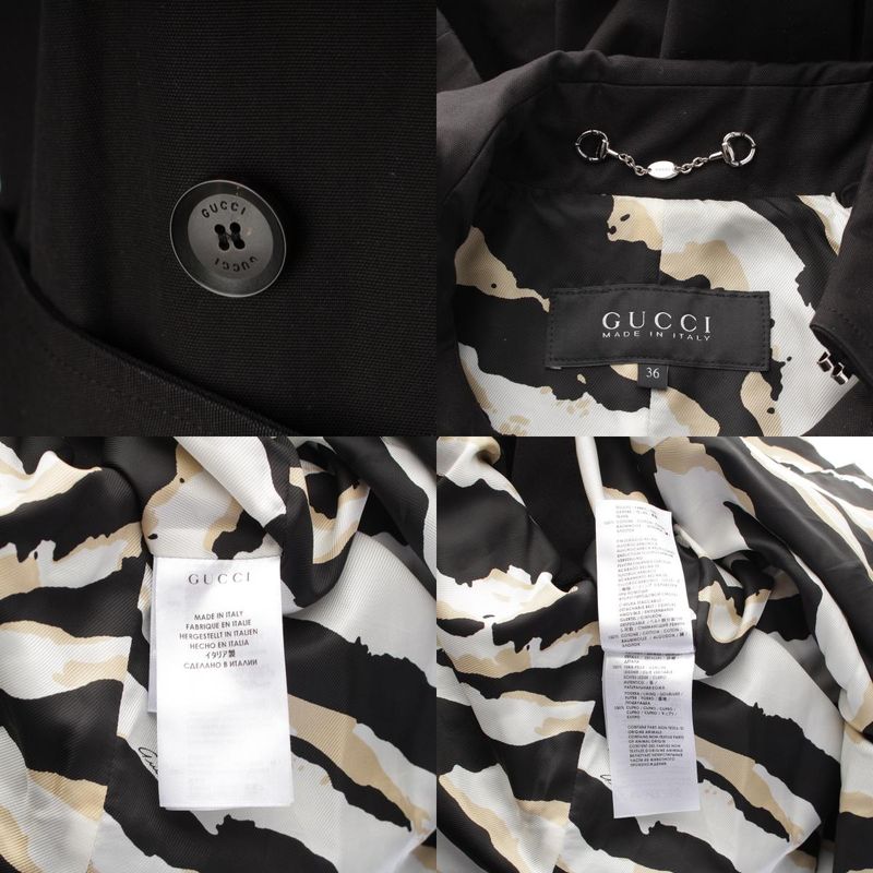 Gucci Cotton Twill All Over Pattern Belted Inner Pocket Trench Coat