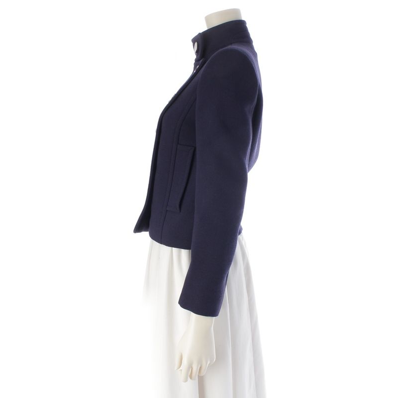 Gucci Wool Logo Button Short Tailored Jacket Navy 36