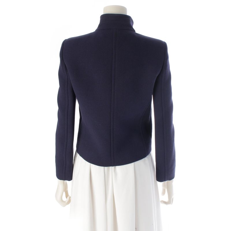 Gucci Wool Logo Button Short Tailored Jacket Navy 36