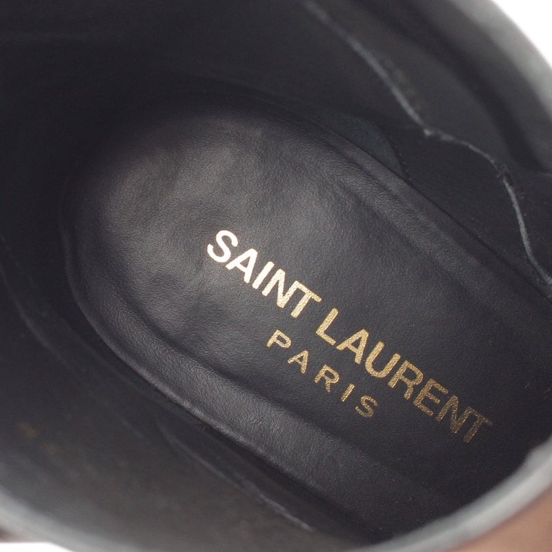 Saint Laurent Leather Wyatt Ring Chain Harness Boots Black