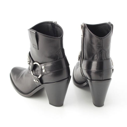 Saint Laurent Leather Wyatt Ring Chain Harness Boots Black