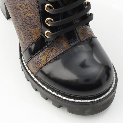Louis Vuitton Monogram Star Trailline Leather Ankle Boots Side Zip Brown 37