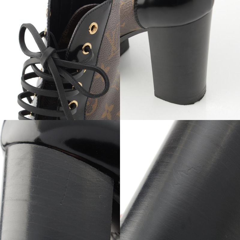 Louis Vuitton Monogram Star Trailline Leather Ankle Boots Side Zip Brown 37