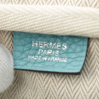 Hermes Victoria 35 Taurillon Clemence Silver Handbag Blue Sun Seal