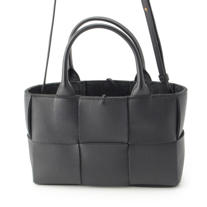 Bottega Veneta Leather Maxi Intrecciato Mini Arco 2-Way Handbag Black