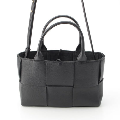 Bottega Veneta Leather Maxi Intrecciato Mini Arco 2-Way Handbag Black
