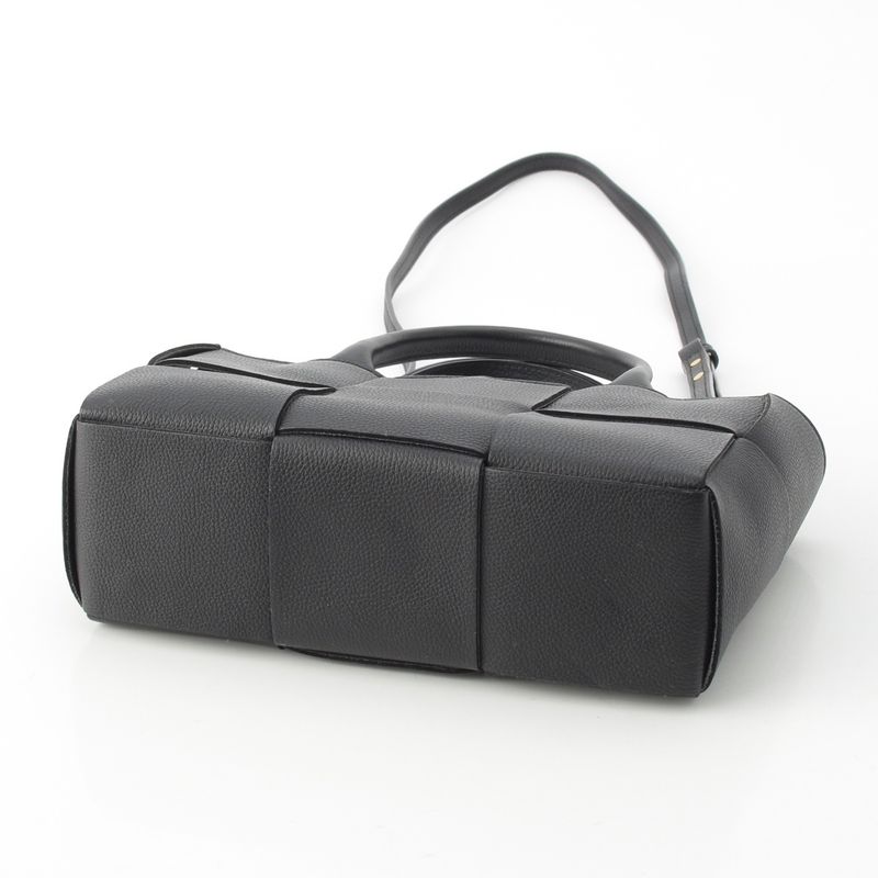 Bottega Veneta Leather Maxi Intrecciato Mini Arco 2-Way Handbag Black