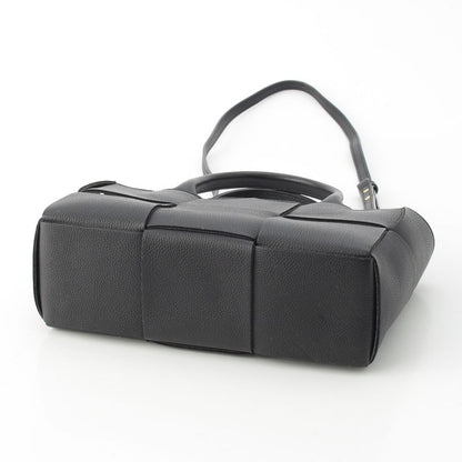 Bottega Veneta Leather Maxi Intrecciato Mini Arco 2-Way Handbag Black