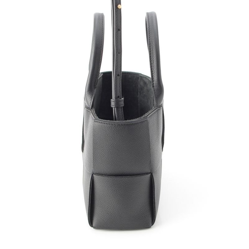 Bottega Veneta Leather Maxi Intrecciato Mini Arco 2-Way Handbag Black