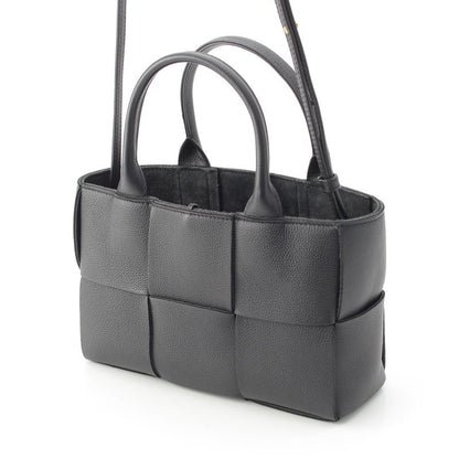 Bottega Veneta Leather Maxi Intrecciato Mini Arco 2-Way Handbag Black