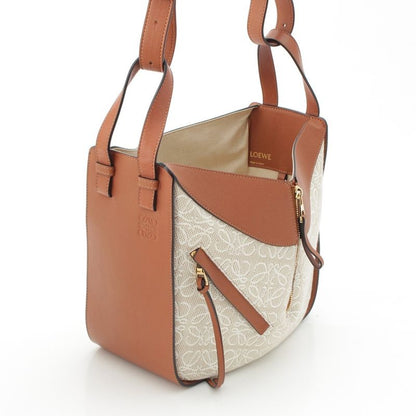 Loewe Anagram Small Leather Hammock Jacquard Tan 2-Way Shoulder Handbag Brown Beige